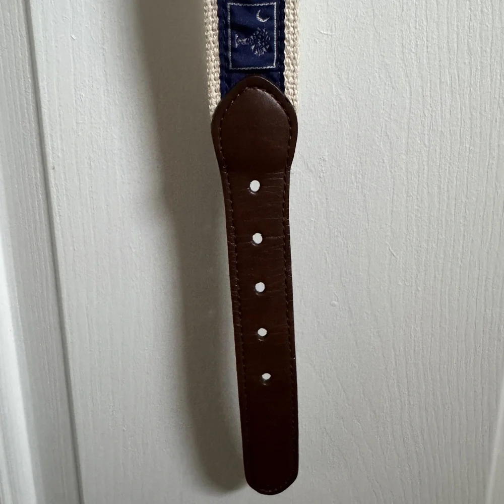 Boys SC Palmetto and Crescent Moon Blue and Cream Textured Canvas Belt